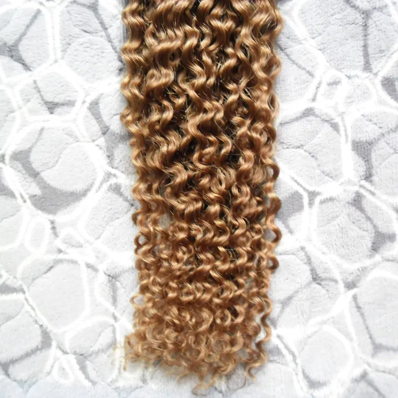 Cabelo virgem brasileiro mel loira tecer kinky encaracolado pacotes 100g 1 pçs feixes de cabelo humano loiro cabelo brasileiro dupla trama