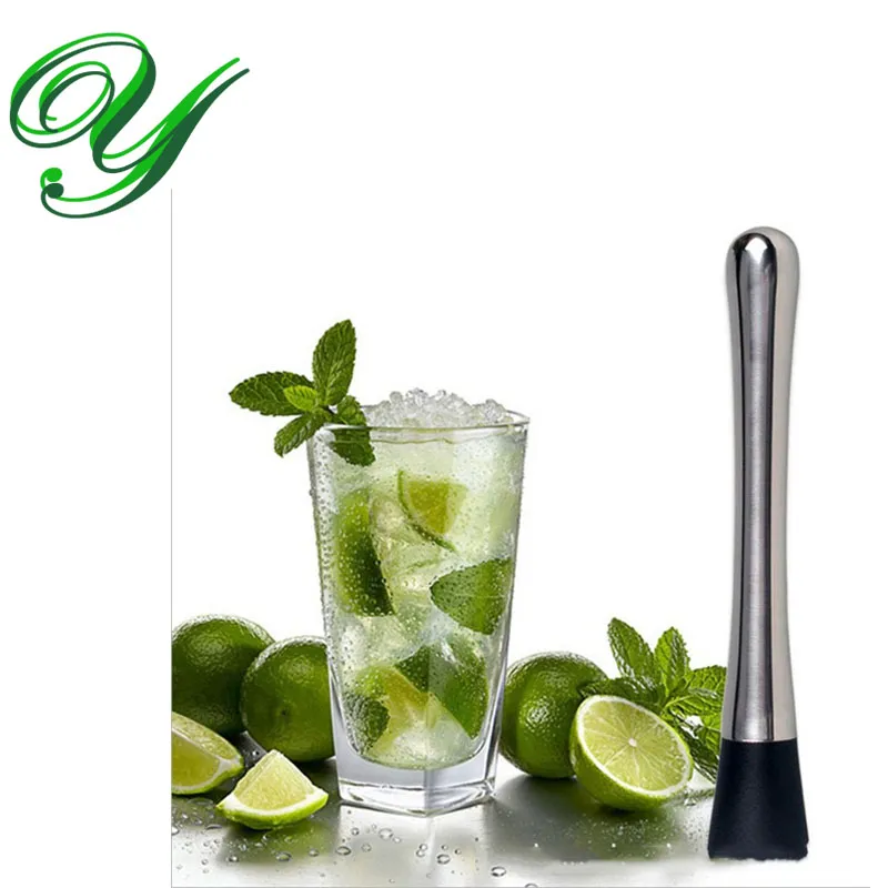 Aço inoxidável Mojito Cocktail Muddler manual de frutas beber misturador martelo gelo estrondo especiarias moedor de Nylon cabeça Bartender colher de mistura