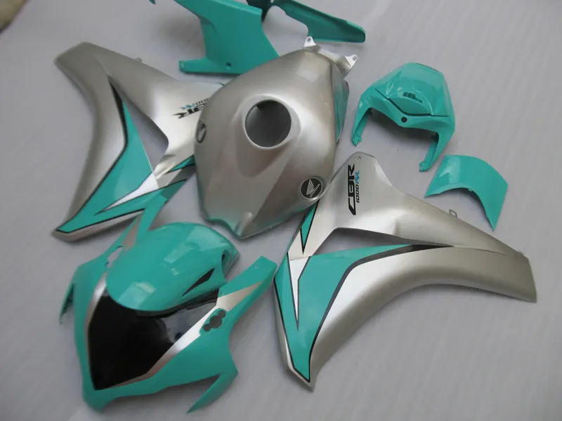 Injection molding plastic fairing kit for HONDA CBR1000RR 2008-2011 silver green fairings set CBR1000RR 08 09 10 11 OT05