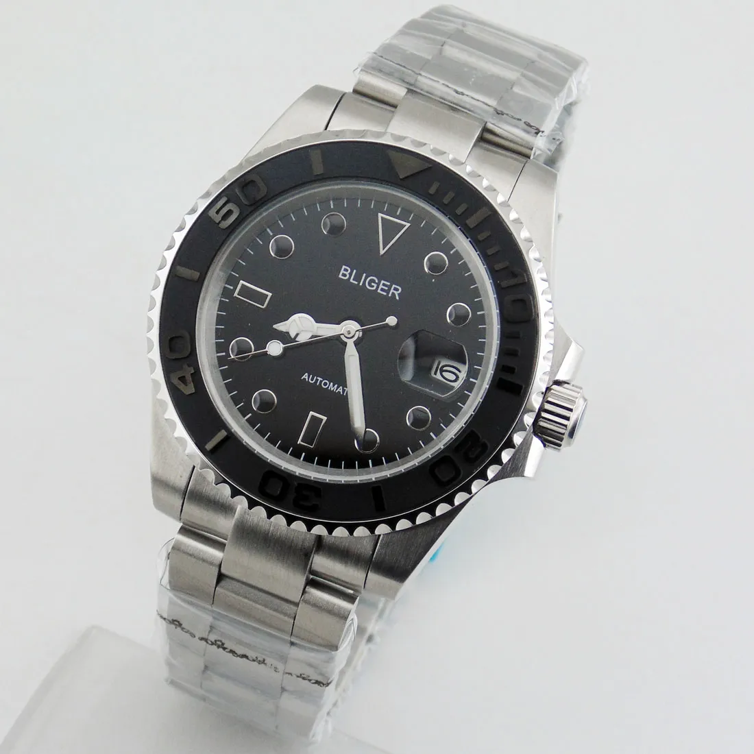 2136 Bleder 40mm Sapphire Borstat svart uppringning Keramisk Bezel Automatic Men Watch