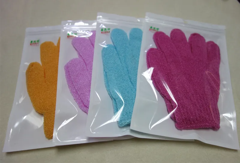 2017 Verkoop doek wanten exfoliërende gezicht of lichaam bad struikgewas hydraterende handschoenen apri White Glove hele retail5343485