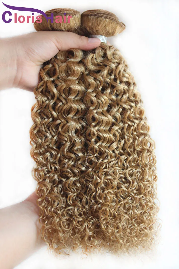 Перуанские блондинки вьющиеся волосы наращивание мед блондин человеческие волосы переплетения 3 пучки дешевый цвет 27 странный вьющиеся блондинки ткачество уток клубок бесплатно