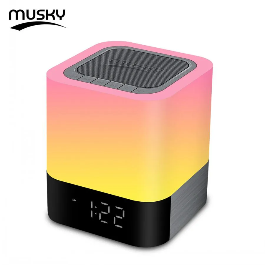 MUSKY DY28 Plus Wireless Bluetooth 4.0 Speaker Portable HIFI Stereo With Led Light Lamp and Alarm Clock Hands-free AUX 4000mAh