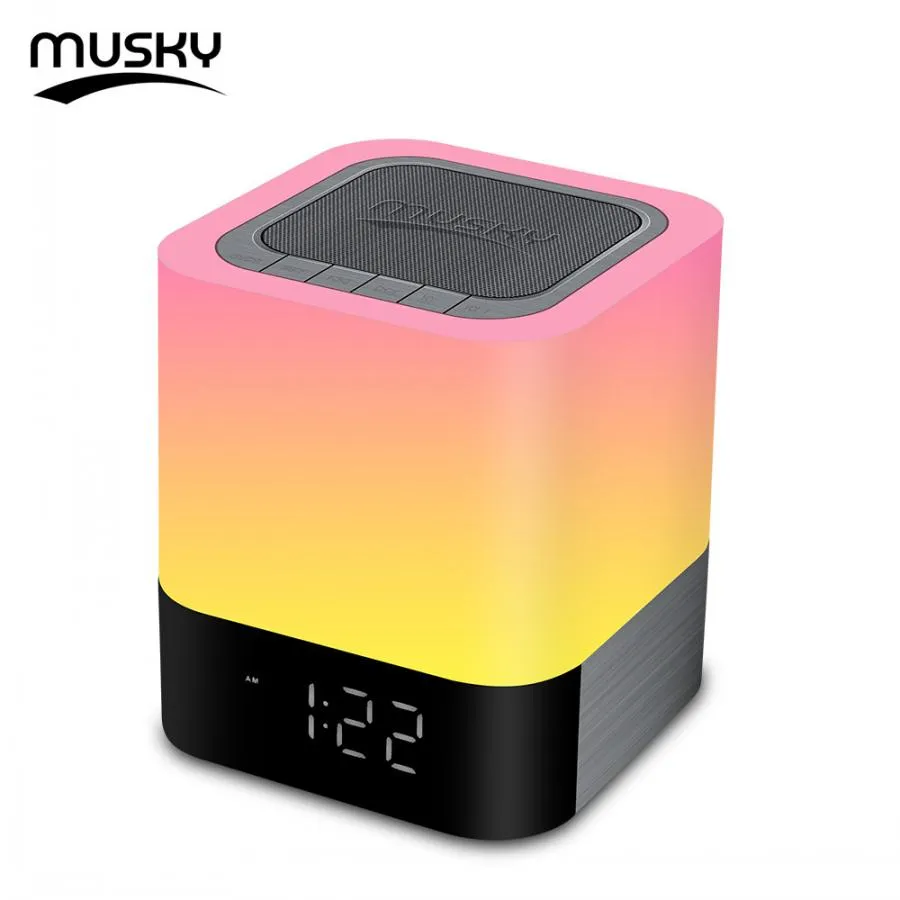 MUSKY DY28 Plus Altavoz inalámbrico Bluetooth 4.0 Estéreo HIFI portátil con lámpara de luz LED y despertador Manos libres AUX 4000mAh