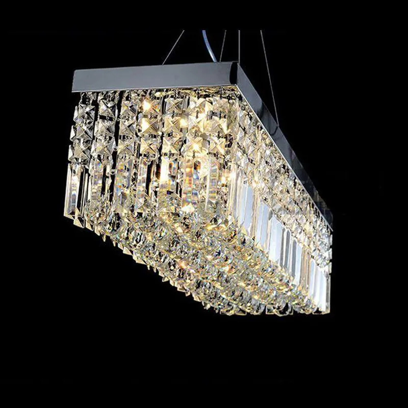 2017 hot Crystal droplight Modern Contemporary Rectangle Rain Drop Crystal Chandelier for Dining Room Suspension Lamp Lighting Fixture