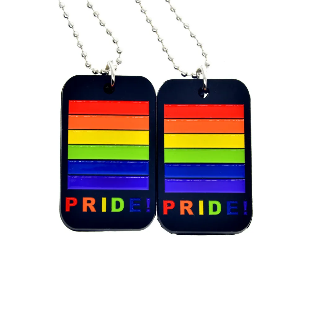 Pride Silikon-Erkennungsmarken-Halskette mit 24-Zoll-Kugelkette, 2 Farben als Werbegeschenk257x