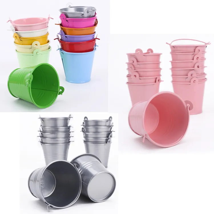 10 Mini Metal Bucket Tin Candy Gift Box Packaging Buckets with