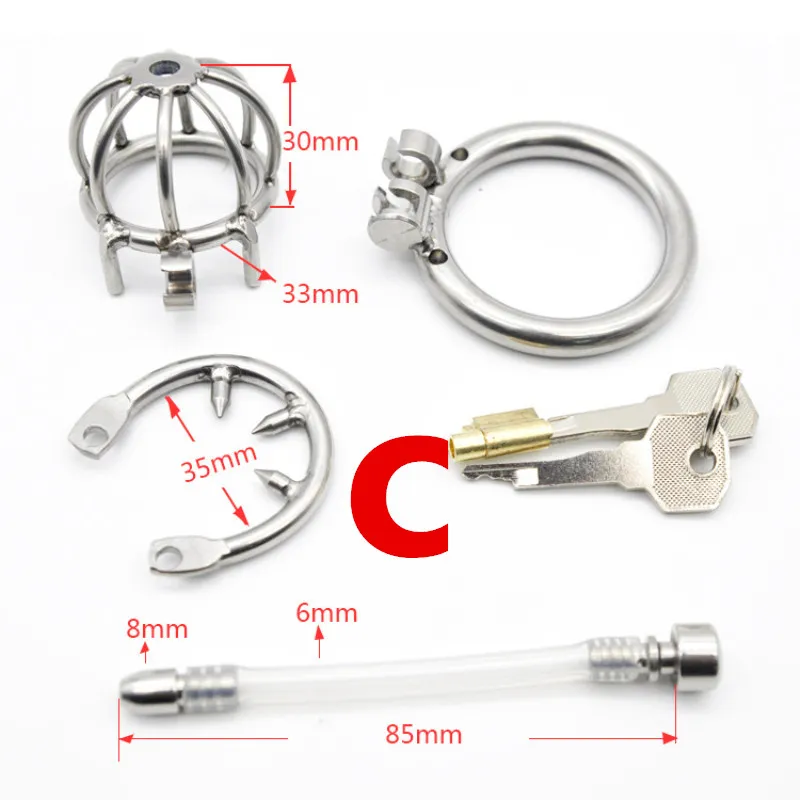 Chastity Cage Catheter Tubes Anti off Ring Penis Bondage Male Chastity Stainless Steel Cock Cage Penis Plug Urethral Sound G2029373553