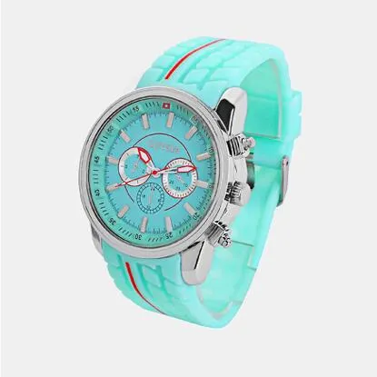Geneva Unisex Silicone Band Quartz Watch with 4.2 in Round 