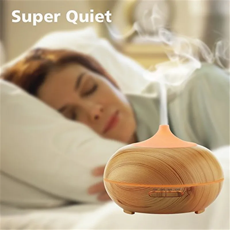 Hot Wooden 300ml Aroma Essential Oil Diffuser with AC Adapter Ultrasonic Mist LED Multi-color Humidifier for Office Home room Study Yoga Spa