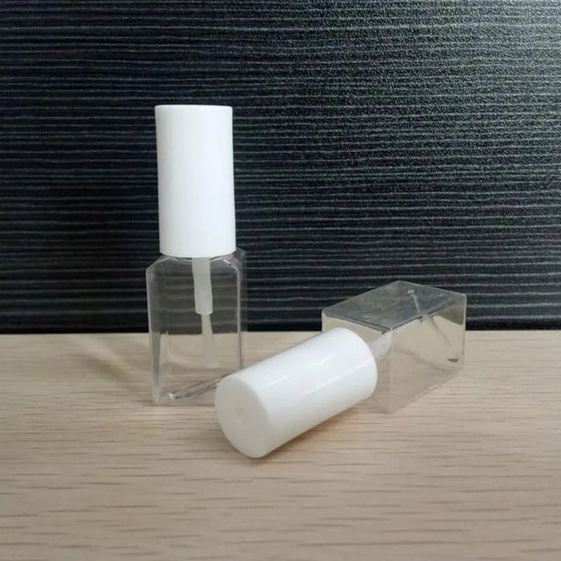 Leere 8 ml transparente quadratische Kunststoff-Nagellackflasche mit Pinsel, DIY-Wimperncreme-Rouge-Behälter, schneller Versand F20171301