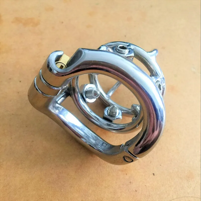 Newest Belt Men Stainless Steel Cock Cage Male Devices Penis Lock Cock Ring with Screws and a Wrench1681200