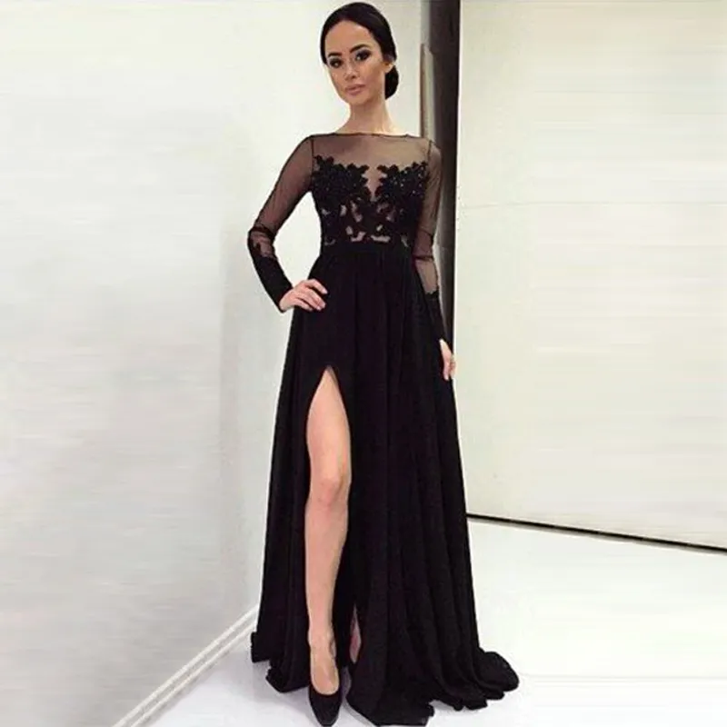 2021 Tulle lace A-line Long sleeves Celebrity Dresses floor length holiday Gowns for Special Occasion formal Prom evening dress