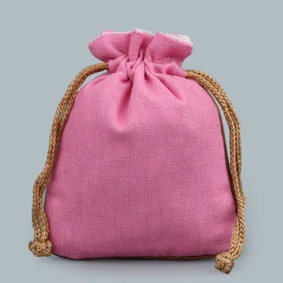 Blank Plain Small Cloth Bag Drawstring Jewelry Pouch Gift Packaging Pocket Cotton Linen DIY Empty Candy Tea Storage Bag vanilla Sa8895484