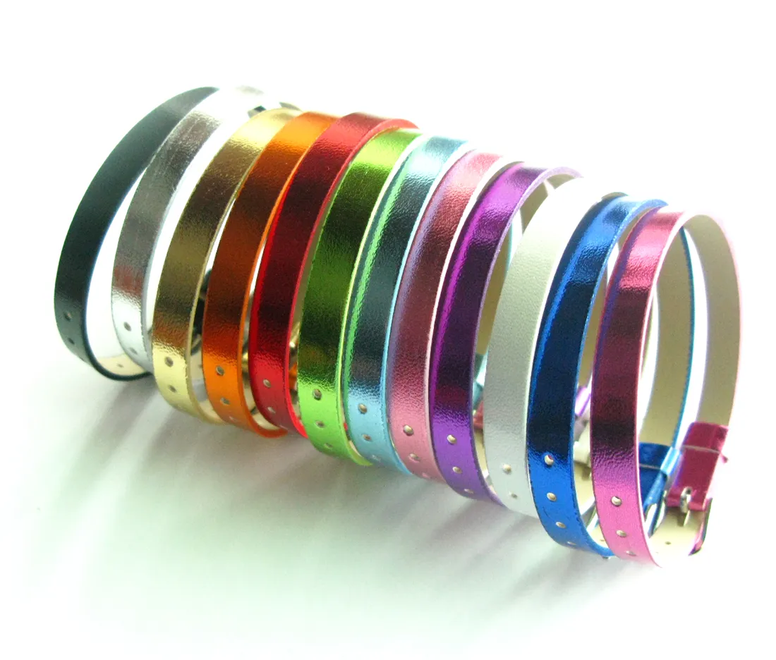 20pcs/lot Smooth PU Leather wristband 8mm wide 210mm length fit 8mm slide charm letters hot sale DIY Accessory bracelet