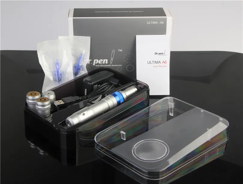 Derma PEN充電式DR.PEN Ultima A6電気マイクロニードリングペン2電池調節可能な針の長さ0.25mm-2.5mm 2個のカートリッジ