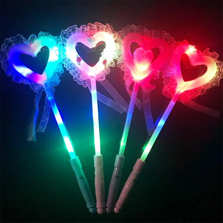 LED Herz-Leuchtstab Von BF Souvenirs - 36cm Mit Glasfaser, 7 Lichteffekte, Für Partys & Feste