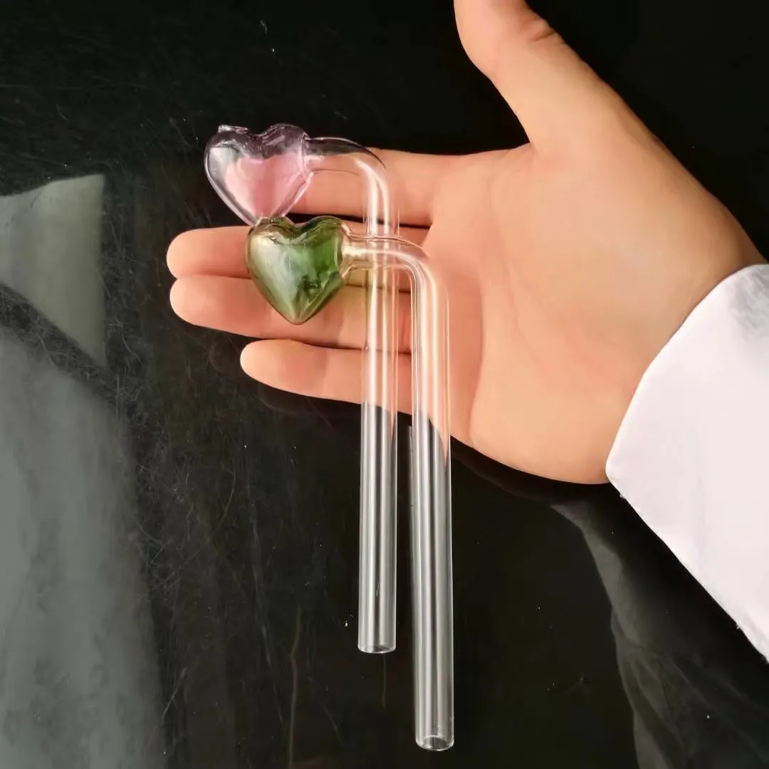 Accessoires de bongs en verre de pot de coeur de pêche multicolores, accessoires de bongs en verre en gros, narguilé en verre, livraison gratuite de fumée de pipe à eau