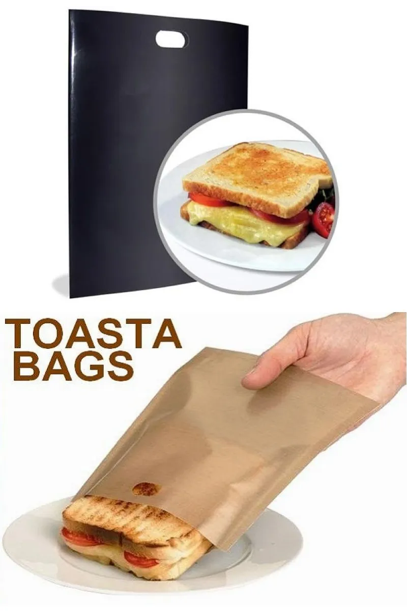 PTFE Sandwich Toasters Bag Safe Food Great Reusable Non Stick Bakväska Grill Mikrovågsugn Bag BBQ Väskor 6.7 