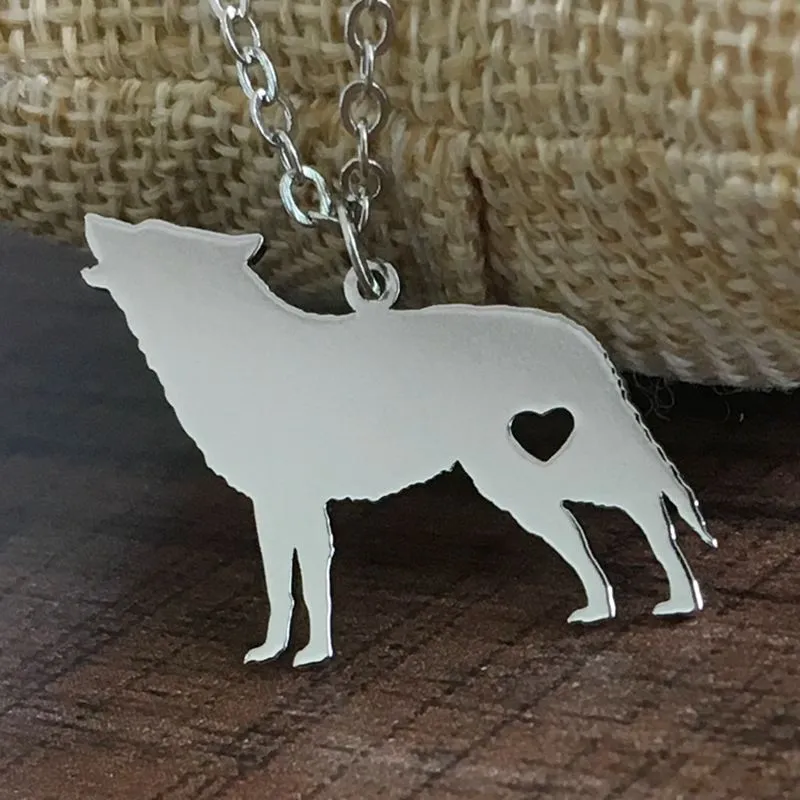 Wolf Anhänger Halskette Edelstahl Tiere Charme Link Kette Schmuck für Frauen und Männer Kinder Geschenke Großhandel