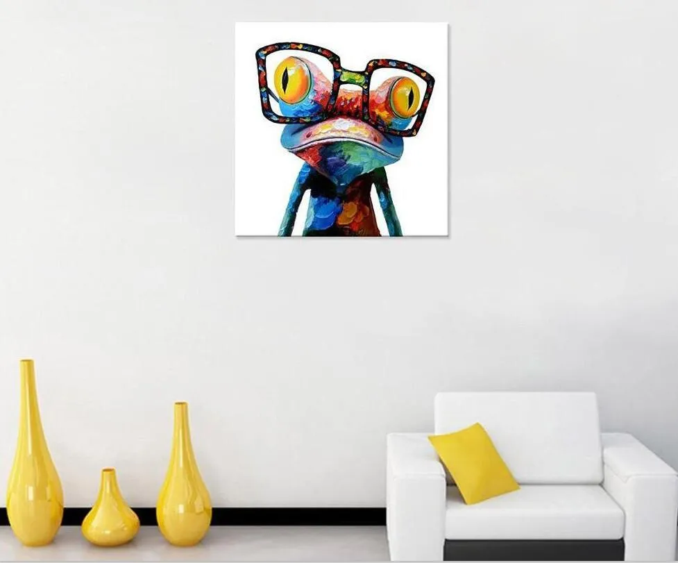 手描き油絵 glasses frog 絵画 インテリア 油彩画 Amazon.com: SEVEN WALL ARTS Frog Canvas Wall Art Colorful