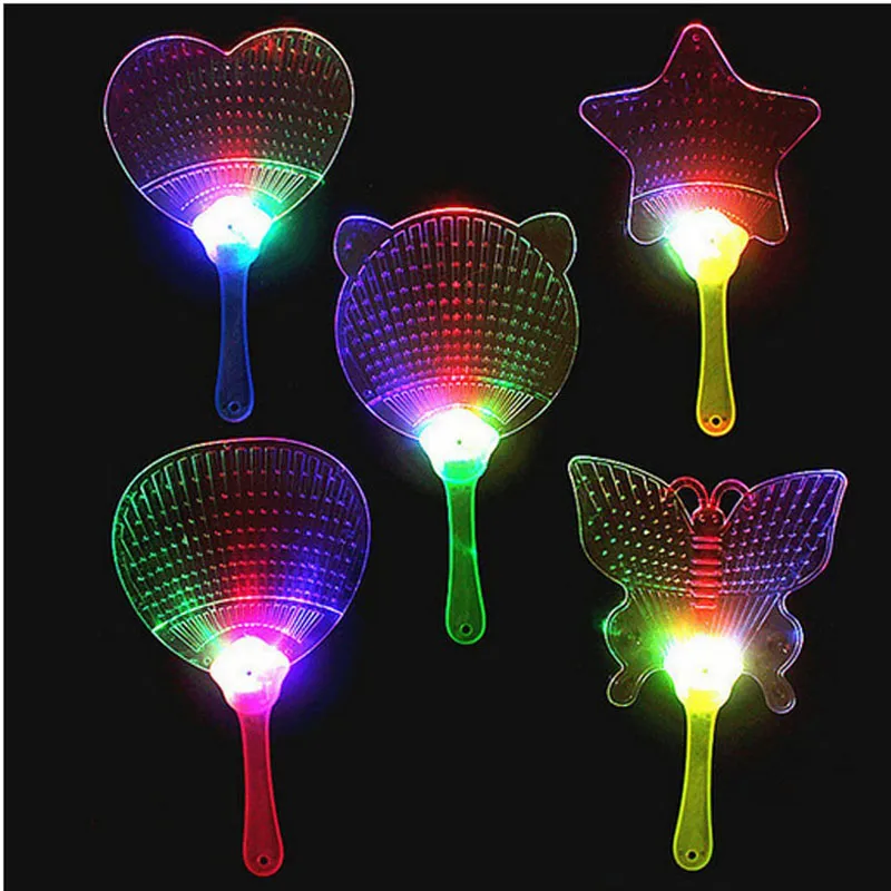 Mode LED Chinese Hand Fan Plastic Kleurrijke Licht Up Knipperende Kinderen Speelgoed Kostuum Partij Decoratie Advertentie Gift ZA3494