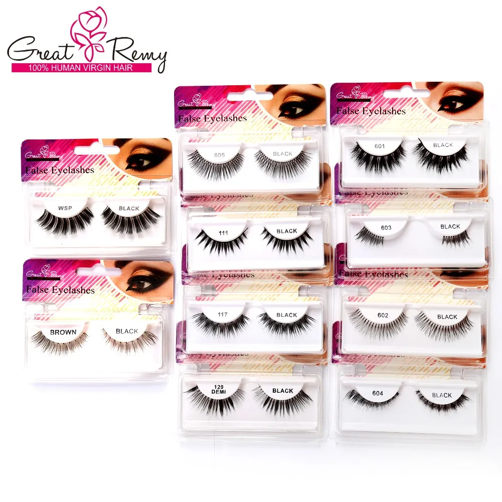 Greatremy Separate Package Hand-Made Eyelashes Lightweight and Comfortable Reusable Black and Brown Travel False Eyelashes