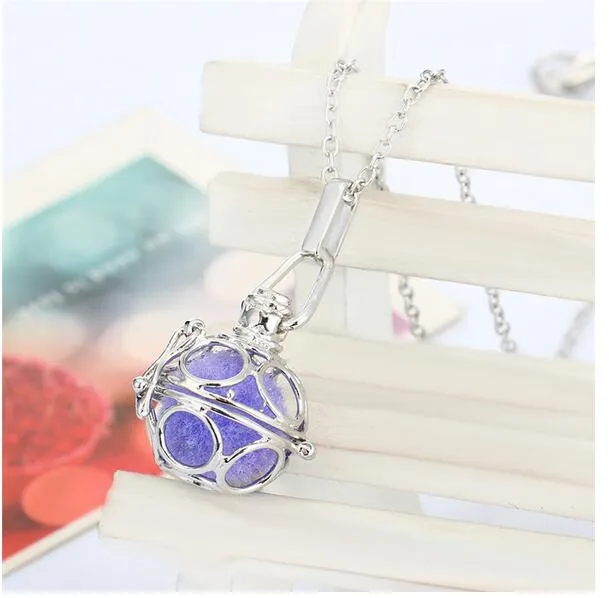 DIY can open essential oil cotton ball perfume necklace hollow fragrance necklace