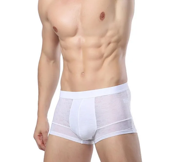 Newest arrival The men's Underpants bamboo fiber breathable hollow ultra-thin sexy flat underwear MU048 for men Underpant