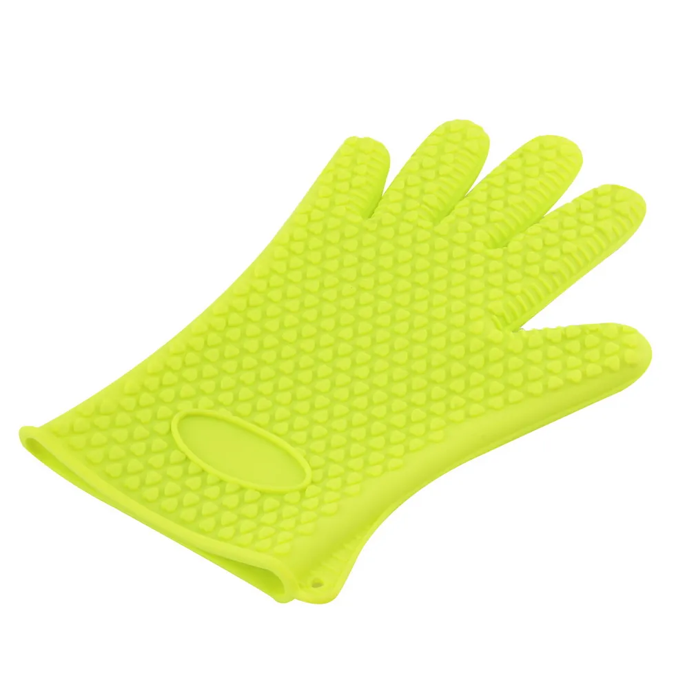 Many colors Heat Resistant Silicone Glove Five fingers heat insulation Cooking Baking BBQ Oven Pot Holder Mitt Kitchen1476825