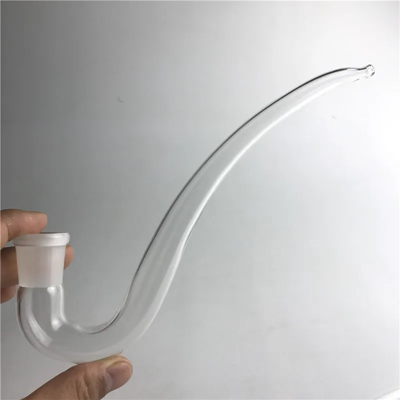 Glass Straw Tube Pipes J Hook Adapter Water Bong Ash Catcher DIY Accessories 14mm 18mm Female Clear Thick Pyrex Glass Tube