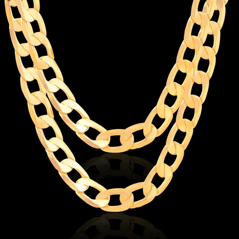 18K Real Gold Plated Necklace With "18K" Stamp Men Jewelry Wholesale New Trendy Chunky Snake Chain Necklace 24''