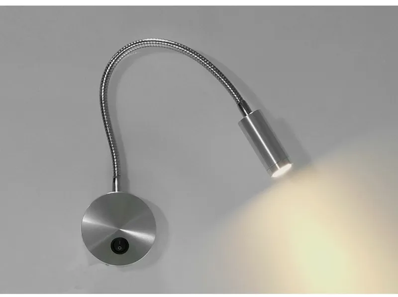 Srebrny wąż LED Nowoczesna lampa ścienna 1 W 3W z przełącznikiem Elastyczne ramię w pomieszczeniach oświetlenie łóżka Badanie czytania Studia K-WL15726350N