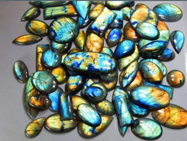 30CT LABRADORITE NATURALE MULTI FUOCO DI ALTA QUALITÀ LOTTO INTERO PIETRA PREZIOSA CABOCHON266k