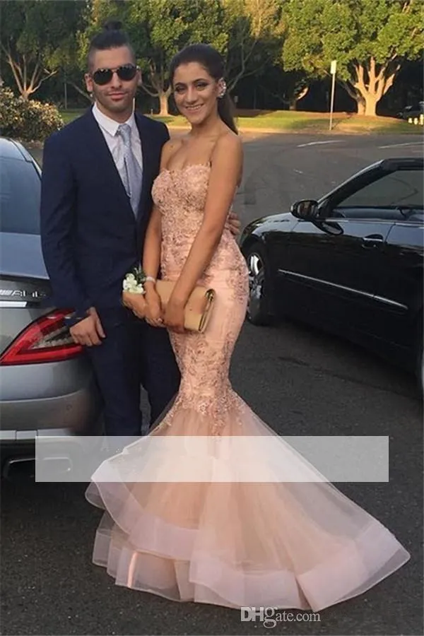New 2021 Prom Blush Pink Mermaid Prom Dresses Sweetheart Floor Length Formal Evening Gowns Celebrity Runaway Couple Fashion Prom D1304135