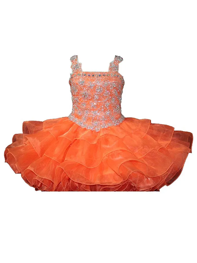 Baby Girls Custom Made Pageant Cupcake Dresses Infant Special Occasion Skirts Toddler Tutu Birthday Prom Party Short Starps Pageant Gowns