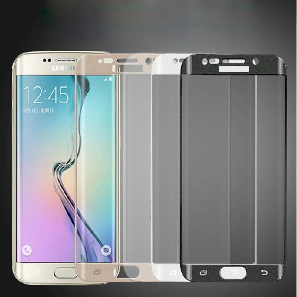 Partihandel 50st / Lot 3D Full Cover Högkvalitativ Ultra-Tunna Real Tempered Glass Skärmskydd för Samsung Galaxy S6 S7 Edge