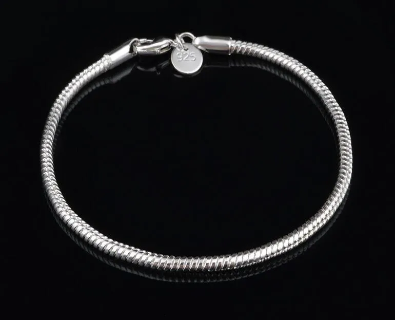 2017 venda quente chapeamento de prata esterlina 925 3mm / 4mm suave cobra cadeia pulseira colar homem mulher conjunto de jóias