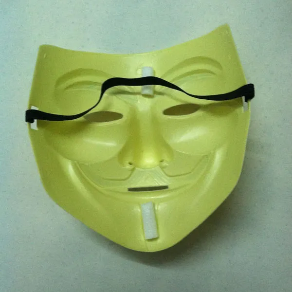 lot fête Halloween Mask V pour Vendetta Guy Fawkes Party Face Masques Costume de film blanc et jaune Masque1491218