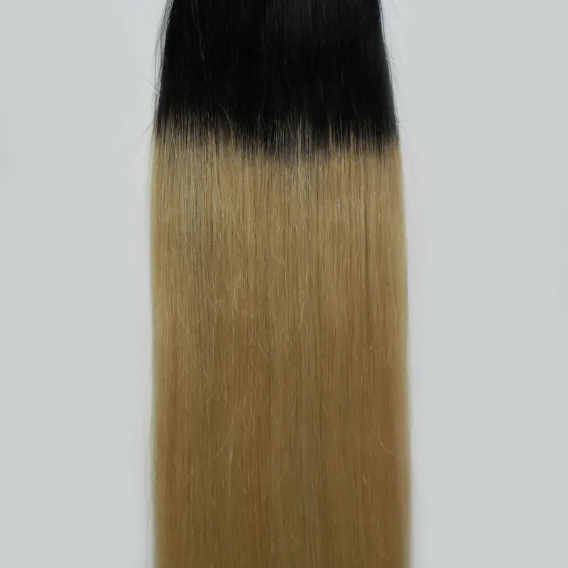 Ombre tejp i hårförlängningar 100g 40st rak # 1b / 613 Tape i mänskliga hårförlängningar ombre mänsklig hårförlängning blond