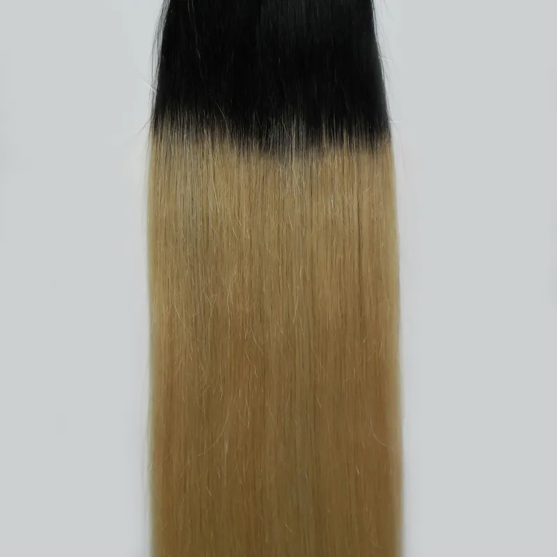 Ombre fita em extensões de cabelo 100g em linha reta # 1b / 613 fita em extensões de cabelo humano ombre extensão de cabelo humano loiro