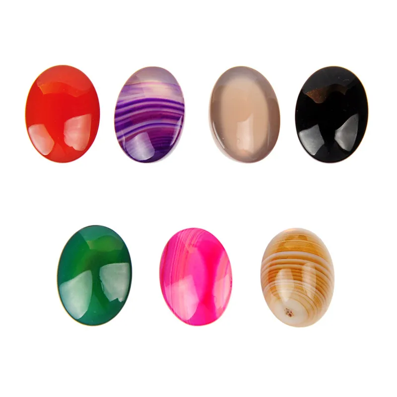 15x20mm Beleza Ágata Cabochão Oval Flatback Multi Color Bandado Ágata Pedra Cabochon Perfeito Suave Natural Genuine Gem Cabochão (Sem Furo)