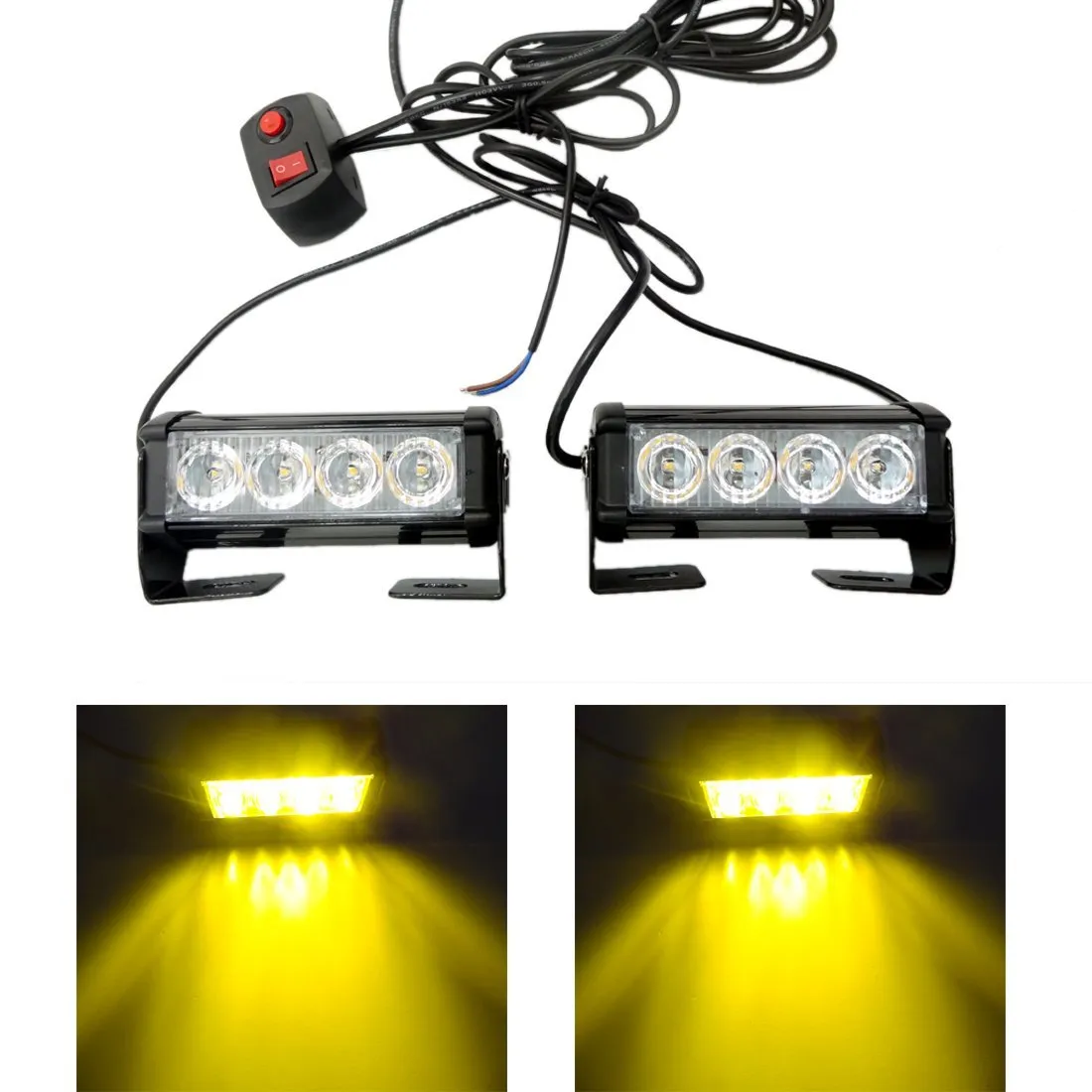 2 * 4 luci stroboscopiche a LED camion Jeep SUV Auto 12V Luce universale ambra impermeabile auto di emergenza