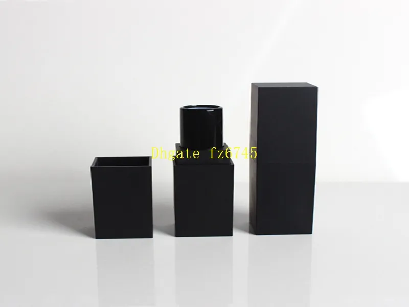 100 stks / partij Lege Hoogwaardige Plastic Lipstick Buis, Black Outter Square Shape Binnen DIY Lippenstift Buis, Binnenbeker Dia 12mm