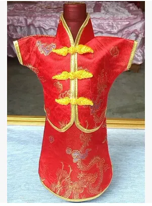 Yaratıcı Noel Çin Şarap Şişesi Kapağı Giysi Ev Partisi Masa Dekorasyon Şişe Ambalaj Çanta Ipek Saten Kumaş Torbalar