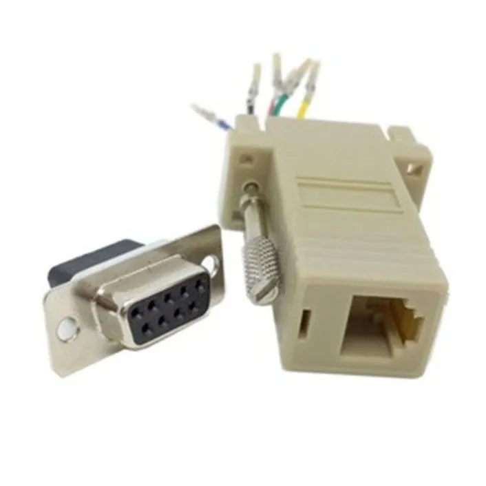 Buena calidad Whole / DB9 hembra a RJ45 hembra F F RS232 Adaptador modular Conector Convertidor Extender294x