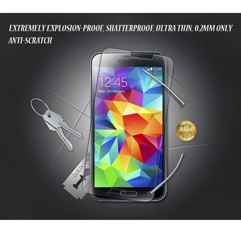 Samsung Galaxy S4 S5 S6 A5 A7 A8 A9 TEMERED GLASSスクリーンプロテクターフィルムHD爆発証明9H 25D ANTI CRASH4312497用