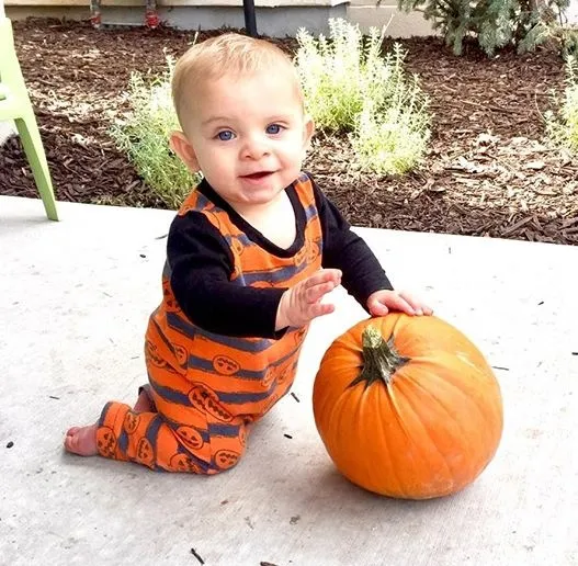 Novo Bebê Roupas de Algodão Roupas Recém-nascidos Listrado Abóbora Impressão Manga Longa Romper Macacão de Halloween Traje Do Bebê Menino Romper Bebê Onesie