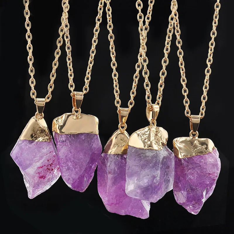 Colar de pedra natural colares irregulares pingentes de cristal natural com jóias de moda em cadeia