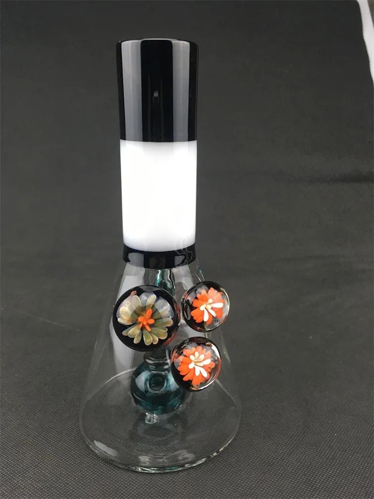 Estilo Vidrio Agua Bong Pipas para fumar Plataforma petrolera Bongs Reciclador de vidrio Hooahks 14.4 mm Junta de vidrio Alta calidad Tubos embriagadores Agua Bong